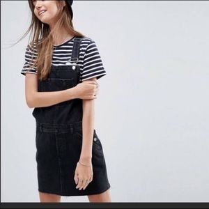 ASOS Short Black Overall Denim Dress